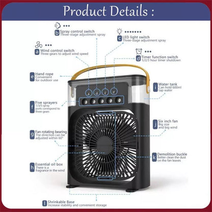 Multifunction Water Spray Mist Fan Air Cooler fan USB Electric Fan Portable Fan